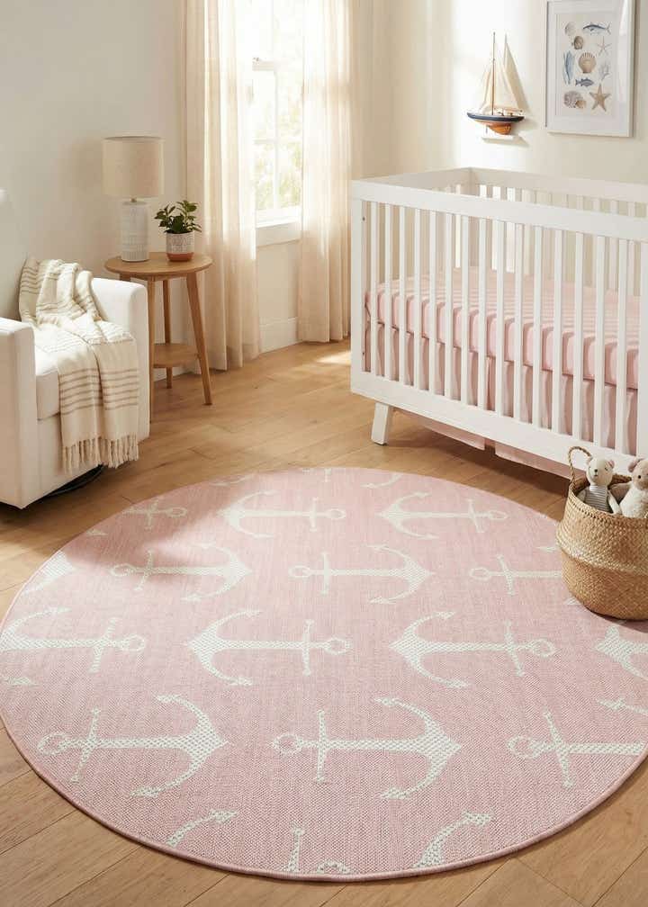 5' 3 x 5' 3 Easy-Clean Coastal Indoor / Outdoor Round Rug