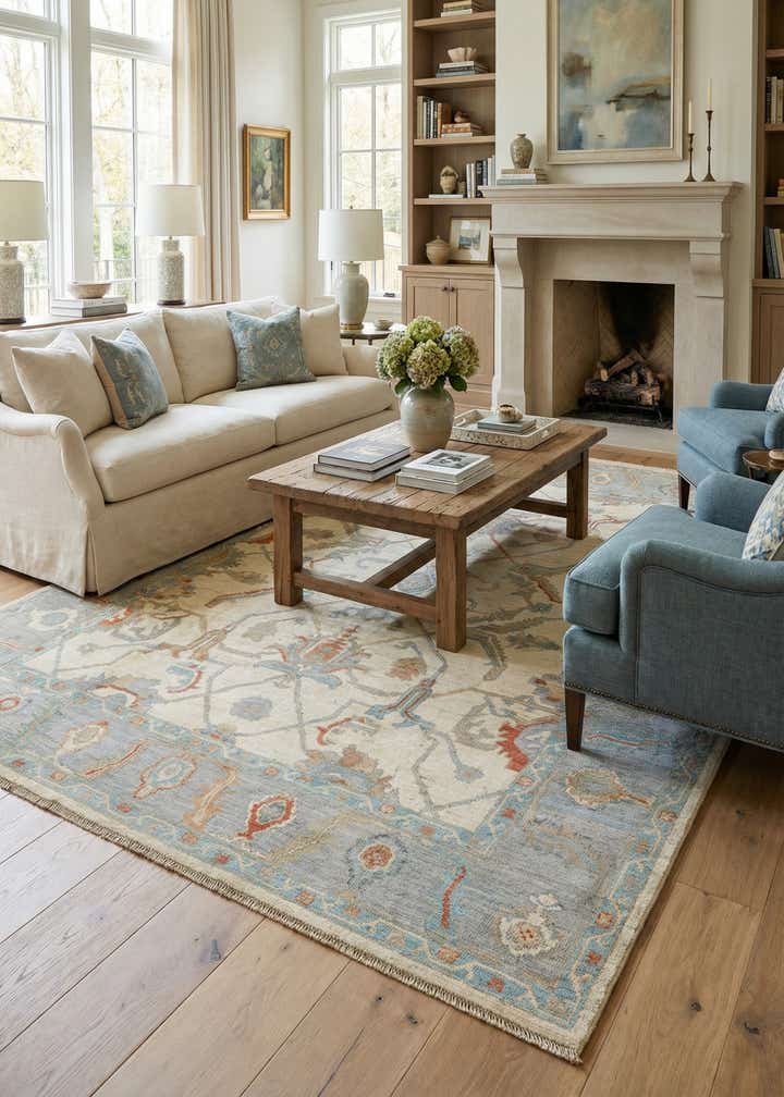 7' 10 x 9' 10 Hand Knotted Oushak Rug