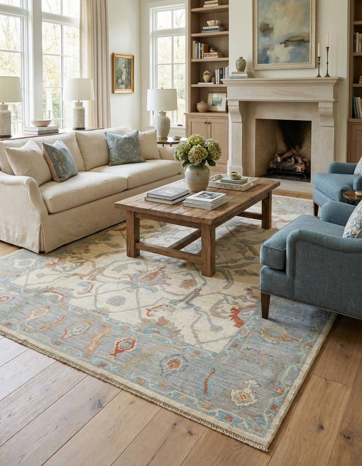 Detail image of 7' 10 x 9' 10 Hand Knotted Oushak Rug