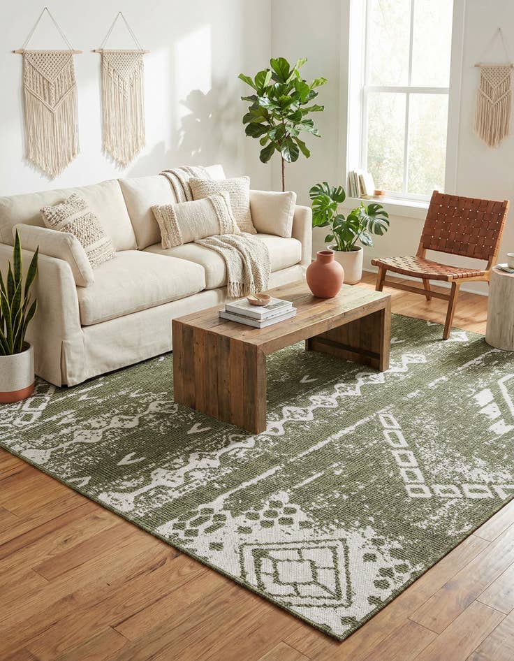 Detail image of 10' 8 x 10' 8  Washable Bohemian Indoor / Outdoor Square Rug