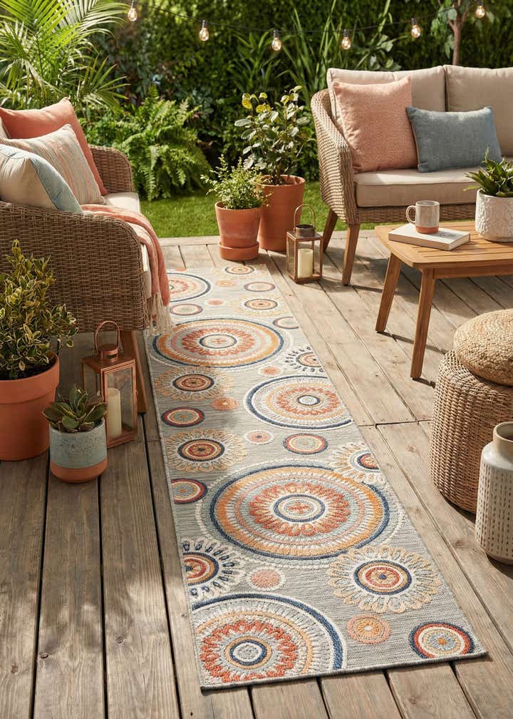2' 7 x 12' Easy-Clean Botanical Indoor / Outdoor Runner Rug
