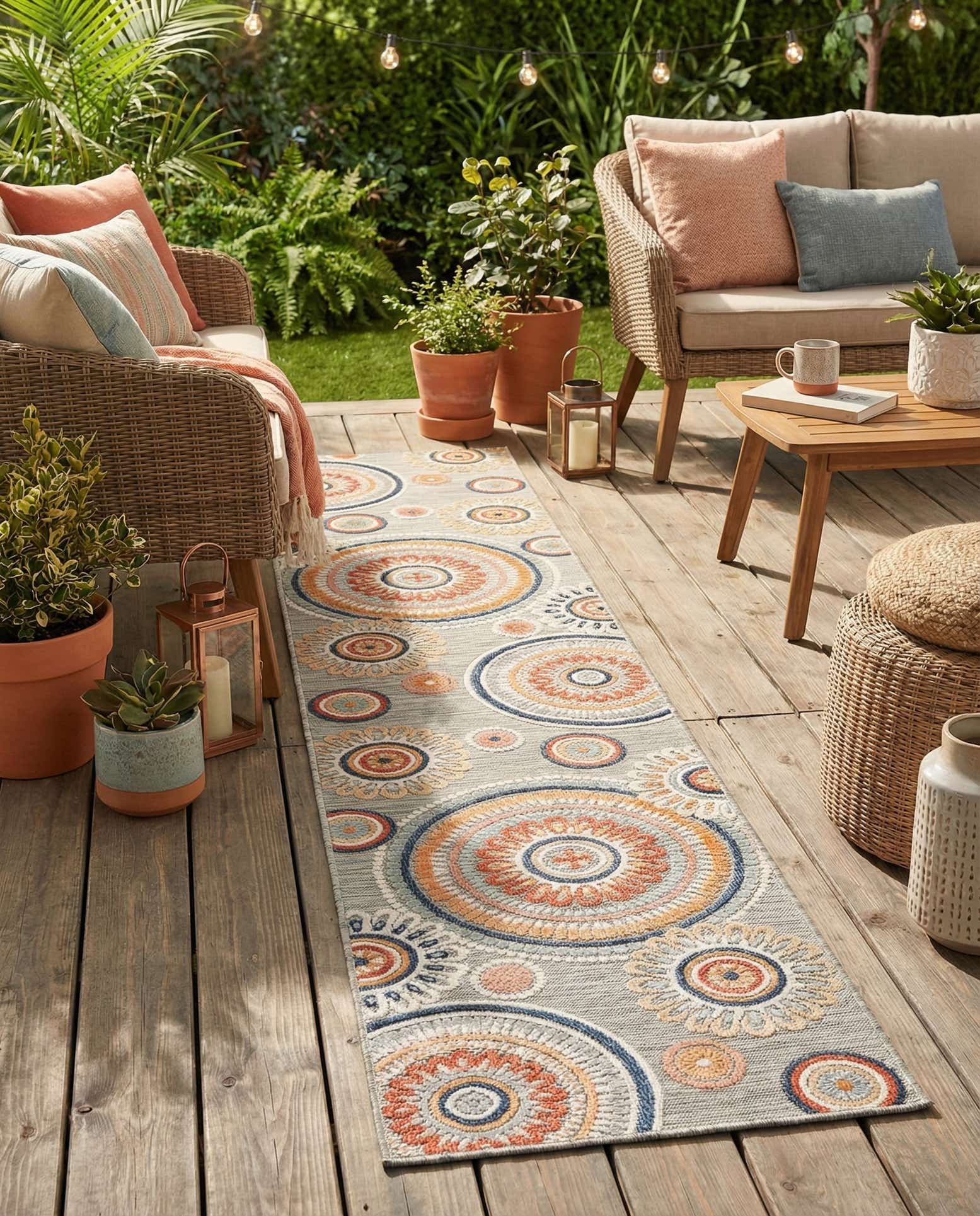 2' 7 x 12' Easy-Clean Botanical Indoor / Outdoor Runner Rug