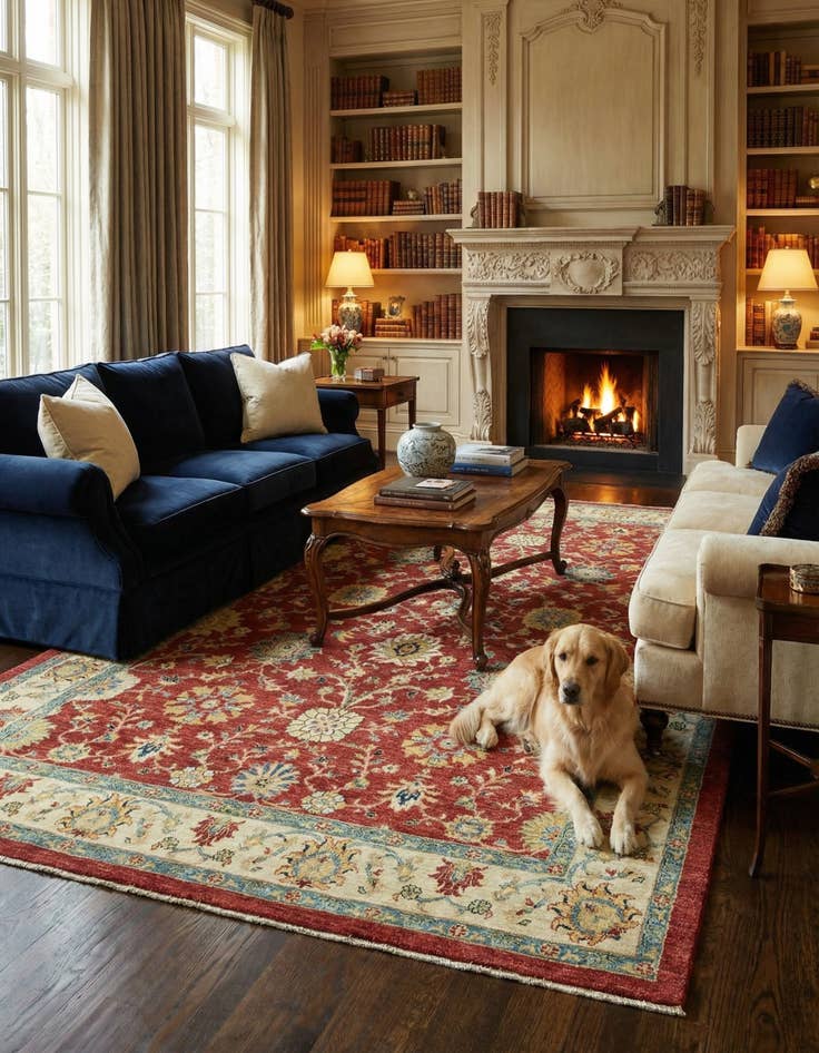 Detail image of 6' 6 x 10' 2  Hand Knotted Peshawar Ziegler Rug