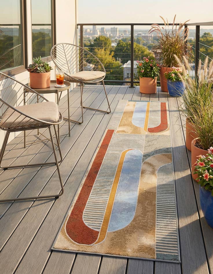 Detail image of 2' x 8'  Washable Modern Indoor / Outdoor Runner Rug