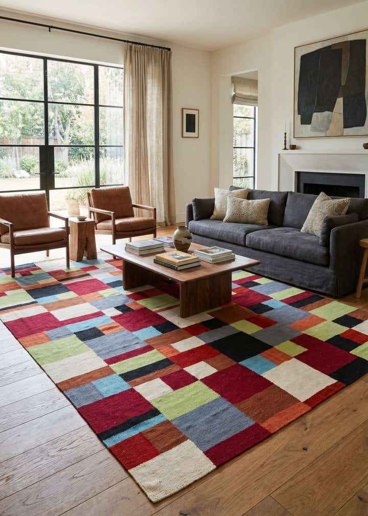 6' 10 x 9' 10 Hand Woven Kilim Modern Wool Rug