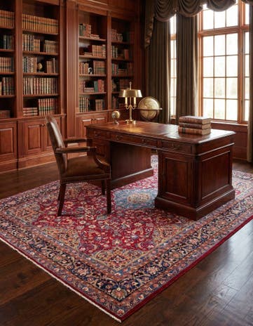 9' 7 x 13' Hand Knotted Mashad Persian Wool Rug