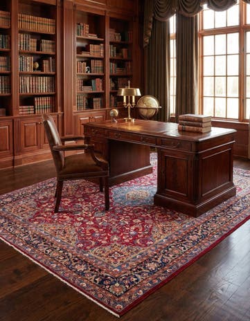 9' 7 x 13' Hand Knotted Mashad Persian Wool Rug