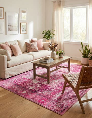 Plumrose Pink Medina Square Rug