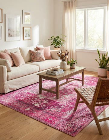 Plumrose Pink Medina Square Rug