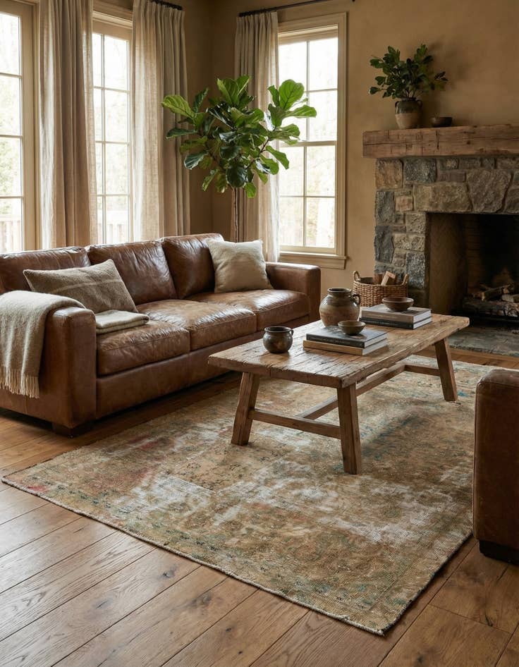 Detail image of  4' 5 x 7' 7  Hand Knotted Ultra Vintage Persian Wool Rug