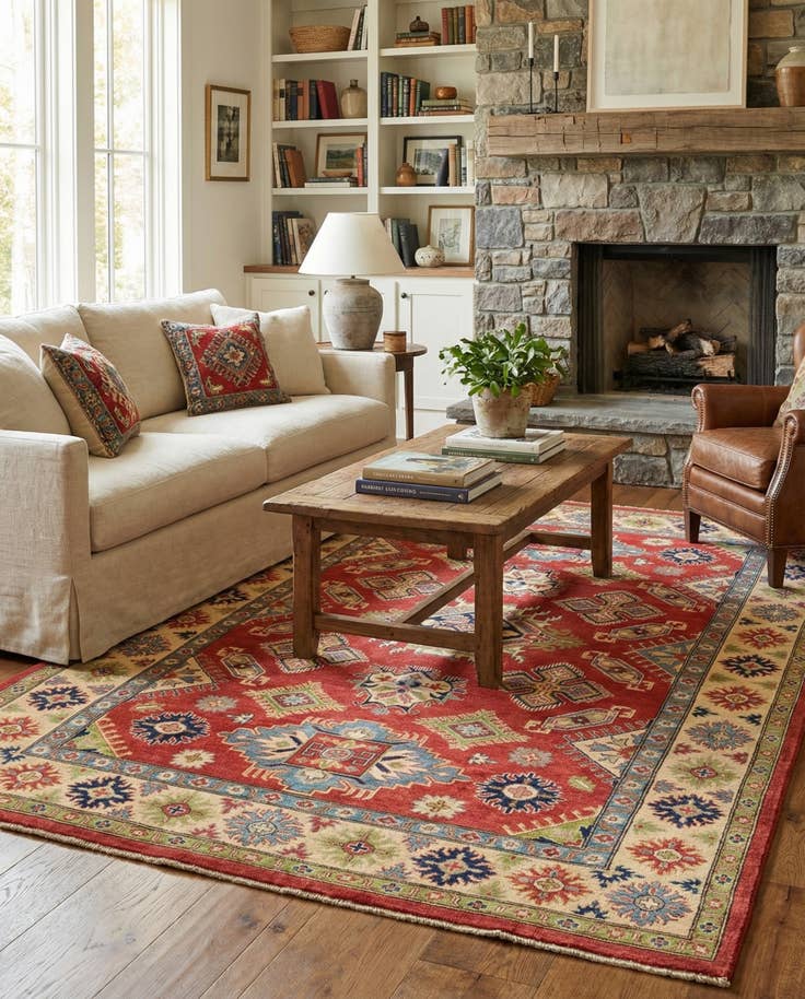 Detail image of 6' 7 x 9' 7 Hand Knotted Kazak Rug