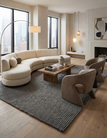 9' x 12' Felt Ball Wool Rug