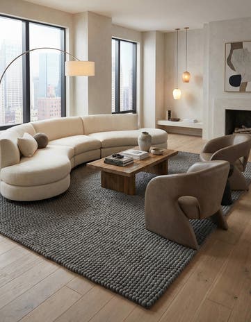 9' x 12' Felt Ball Wool Rug