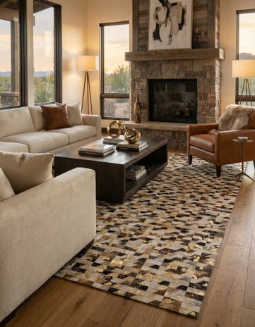7' 11 x 9' 11 Cowhide - Patchwork Rug