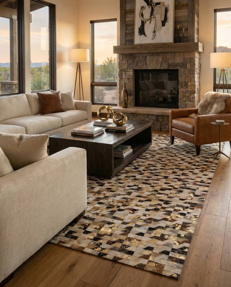 Detail image of 7' 11 x 9' 11 Cowhide - Patchwork Rug