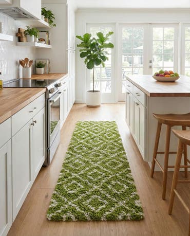 2' 7 x 10' Lattice Shag Runner Rug