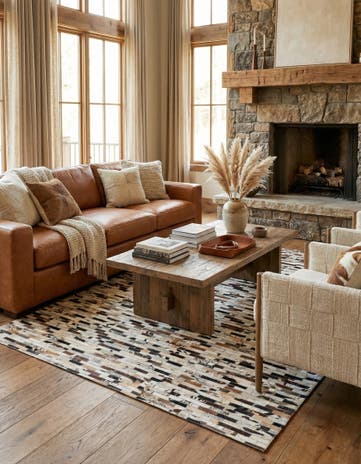 5' x 7' 10 Cowhide Leather Rug