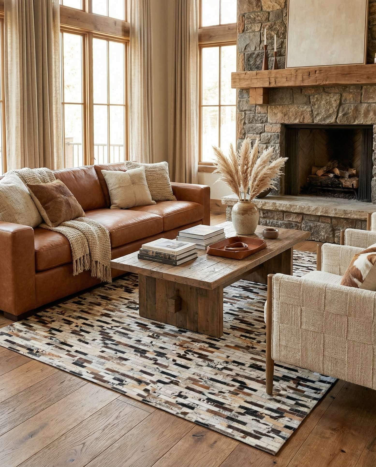 5' x 7' 10 Cowhide Leather Rug