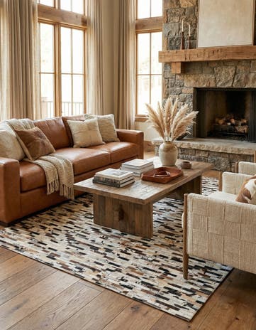 5' x 7' 10 Cowhide Leather Rug