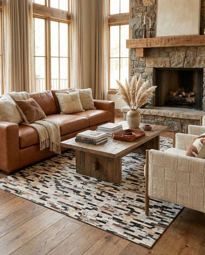 5' x 7' 10 Cowhide Leather Rug