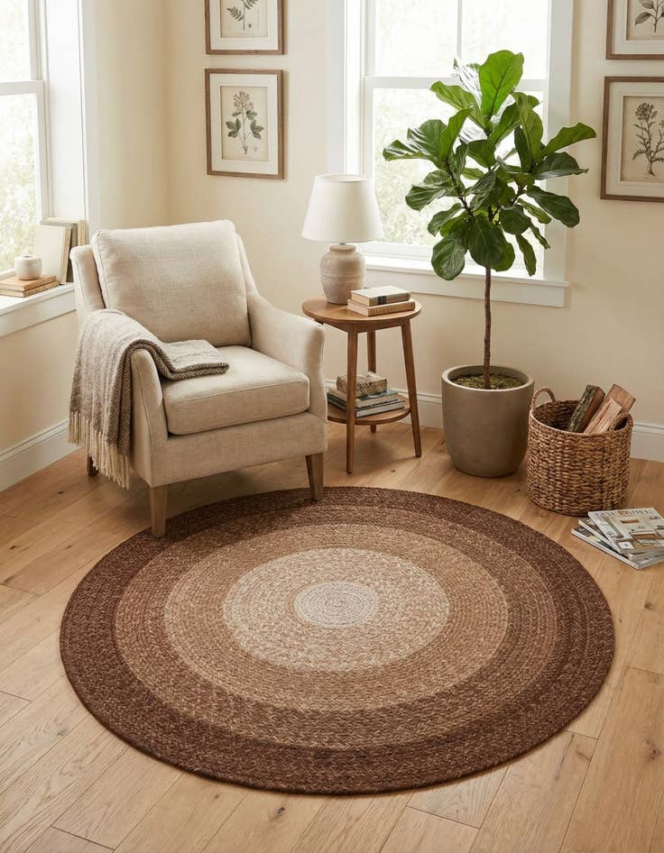 Detail image of 3' 1 x 3' 1  Hand Hand Braided Wool Round Rug