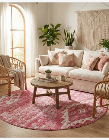 Pink Vega Round Rug