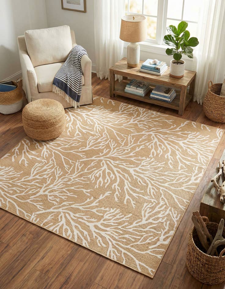 Detail image of 10' x 10'  Washable Coastal Indoor / Outdoor Square Rug