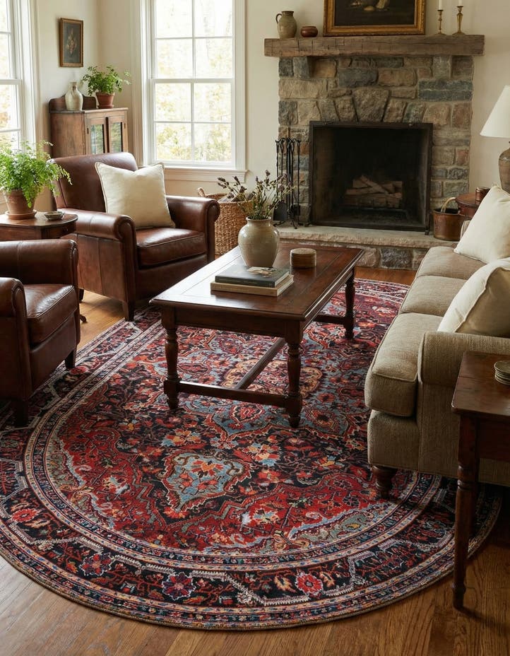 7' 6 x 10' 6 Washable Timeless Oval Rug