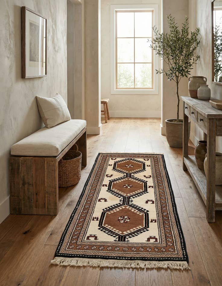 Detail image of 3' 2 x 6' 7  Hand Knotted Gabbeh Wool Runner Rug