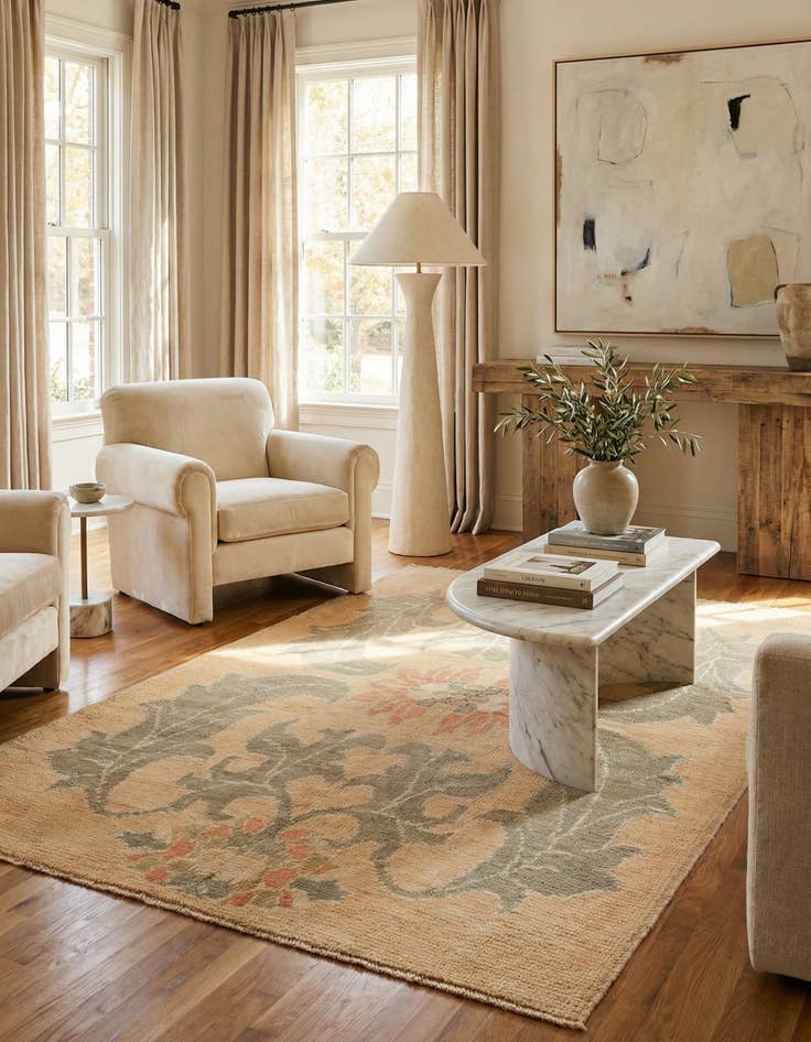 Detail image of 4' 3 x 6' 8  Hand Knotted Oushak Wool Rug