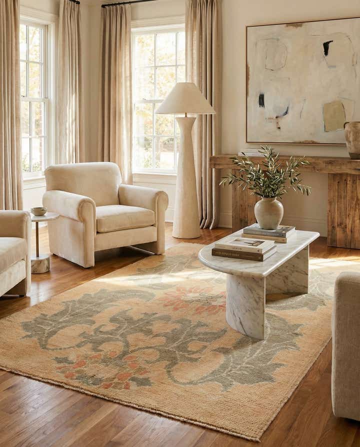 4' 3 x 6' 8 Hand Knotted Oushak Wool Rug