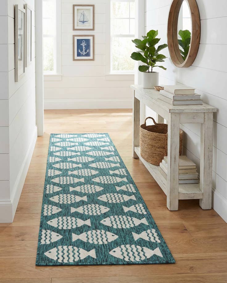 Detail image of 2' x 8' Easy-Clean Coastal Indoor / Outdoor Runner Rug