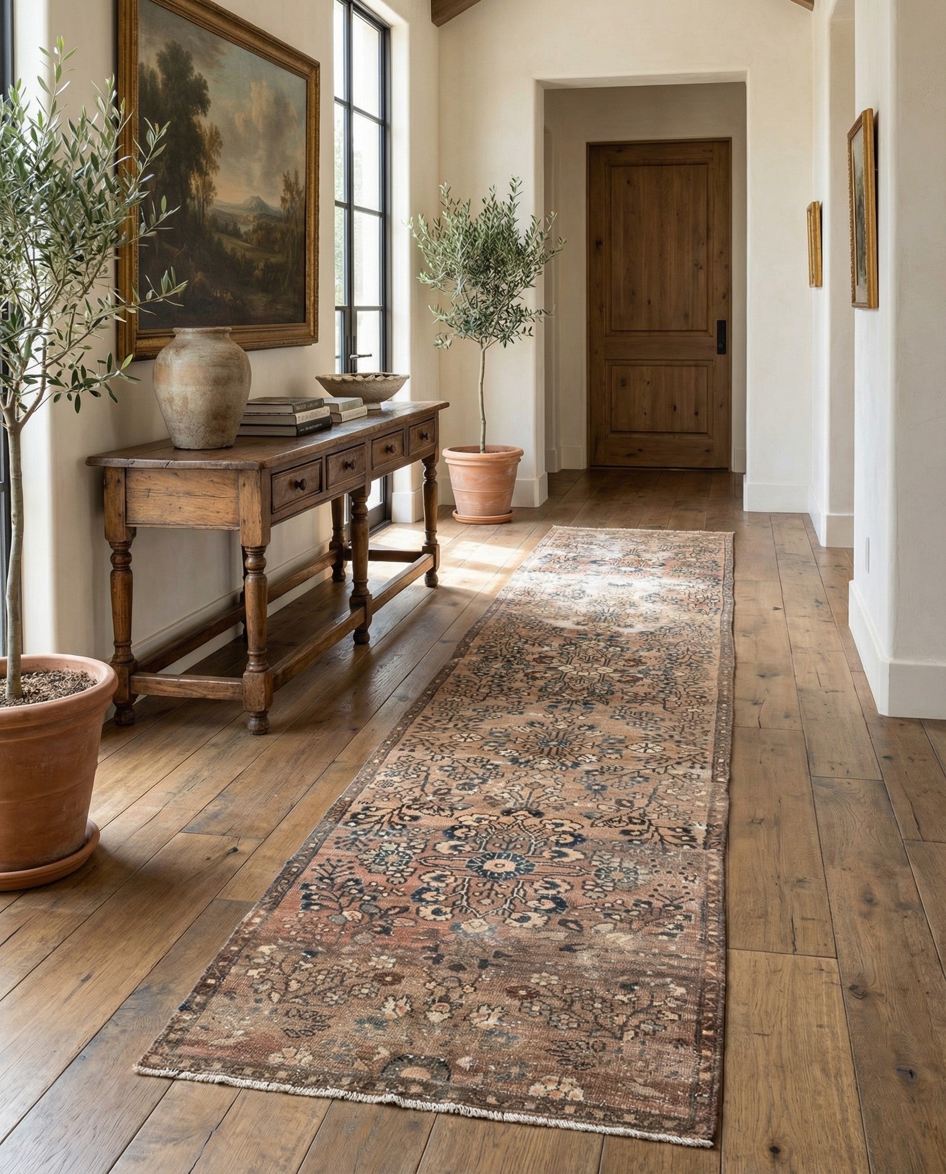 85cm x 455cm Hand Knotted Ultra Vintage Persian Wool Runner Rug