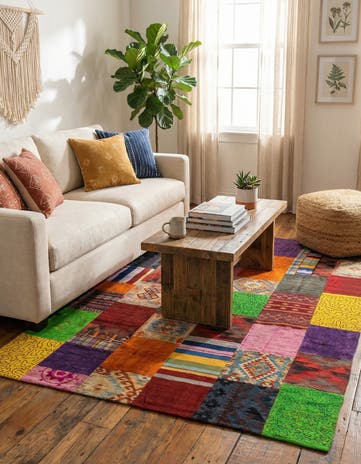 6' 8 x 9' 11 Hand Woven Kilim Patchwork Wool Rug