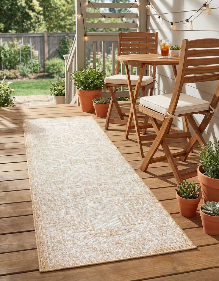 Detail image of 2' x 6'  Washable Aztec Indoor / Outdoor Runner Rug