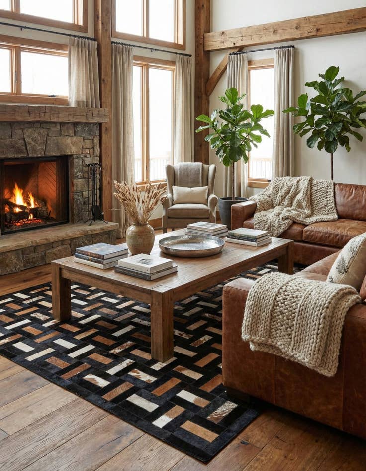 Detail image of 5' 3 x 8' 1 Cowhide - Patchwork Rug