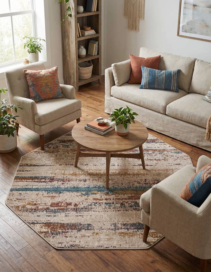 Detail image of  5' 3 x 5' 3 Deepa Octagon Rug