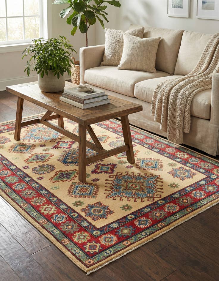 Detail image of 4' x 5' 7  Hand Knotted Kazak Rug