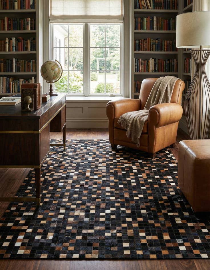 Detail image of 5' 1 x 8' Cowhide Leather Rug