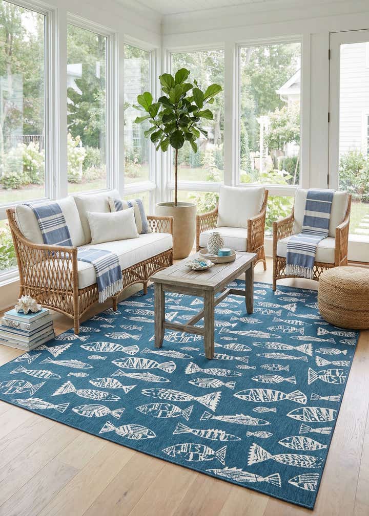 9' x 12' Easy-Clean Coastal Indoor / Outdoor Rug