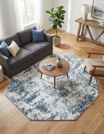 Vintage Blue Aurora Octagon Rug