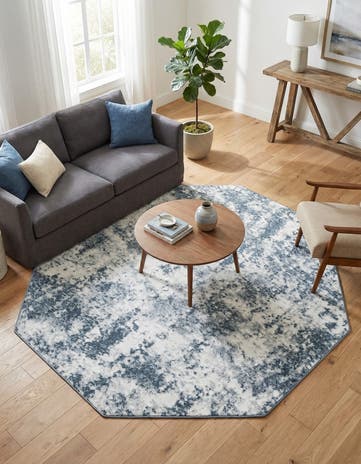 Vintage Blue Aurora Octagon Rug