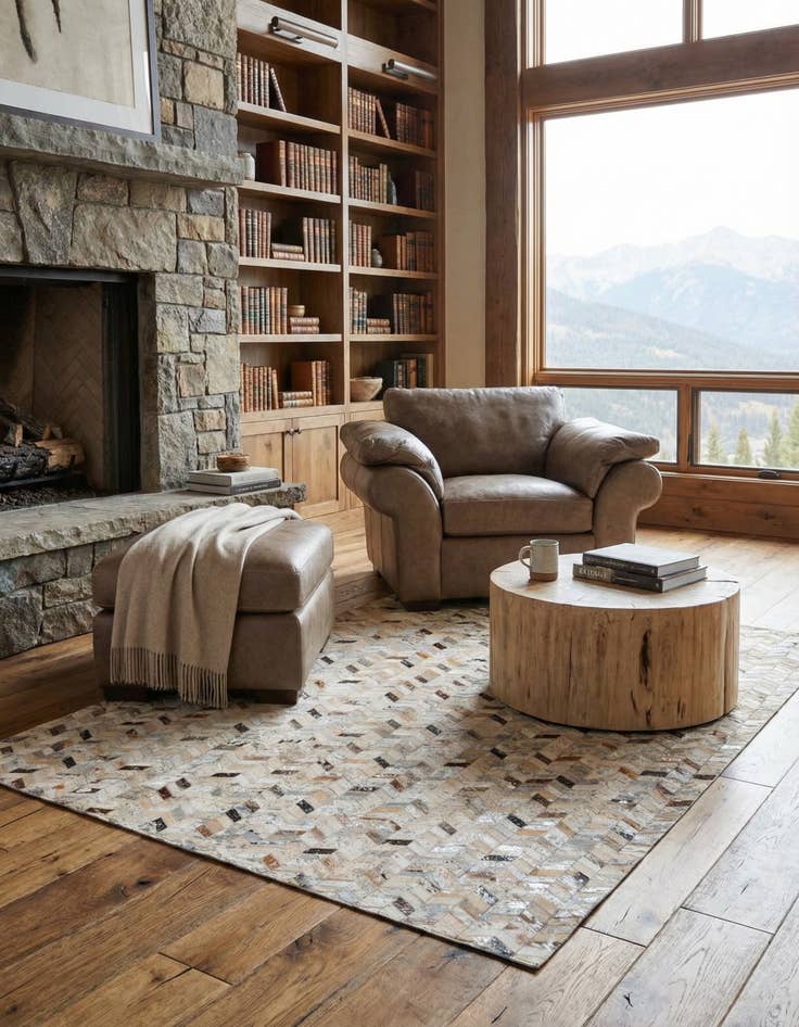 Detail image of 5' 4 x 7' 7 Cowhide Stocks Rug