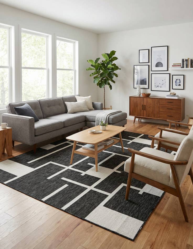 Detail image of  7' x 10'  Washable Modern Indoor / Outdoor Rug