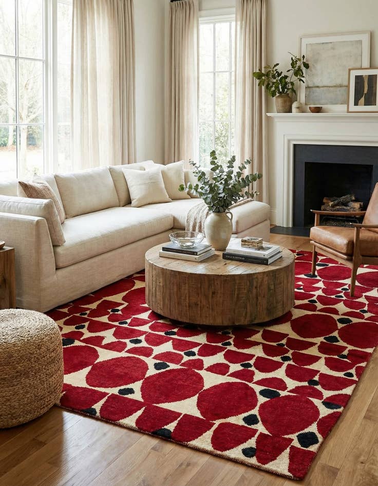 Detail image of 6' 3 x 10'  Hand Knotted Moroccan Wool Rug