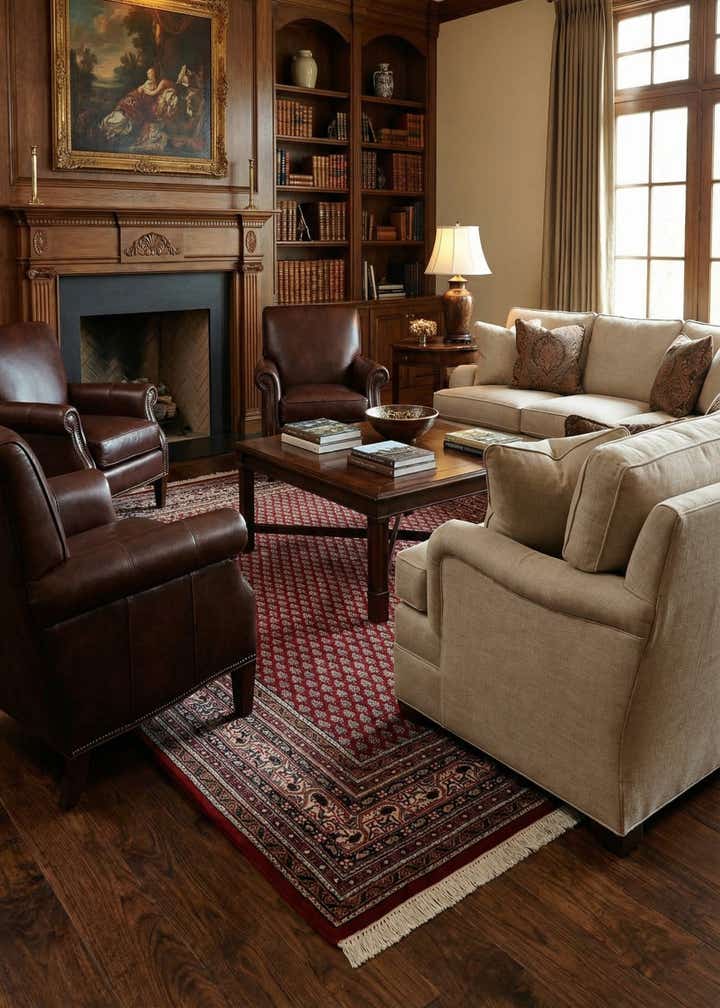 6' 3 x 6' 4 Hand Knotted Mir Wool Square Rug