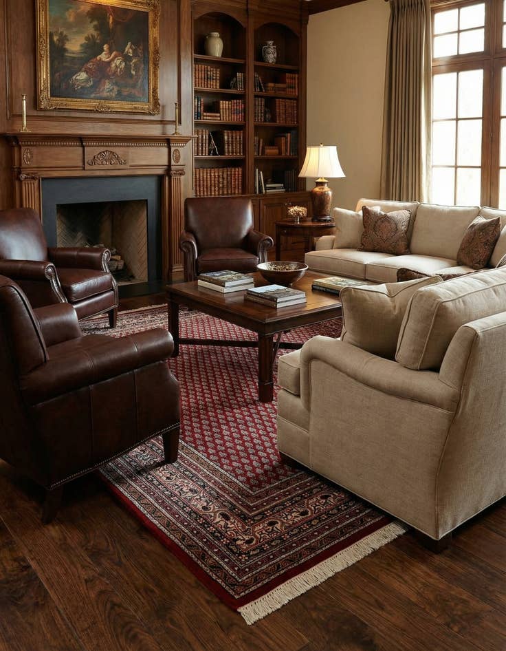 Detail image of  6' 3 x 6' 4  Hand Knotted Mir Wool Square Rug