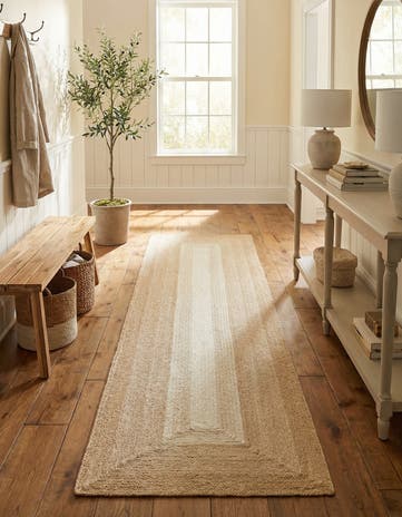 Ivory Handmade Hand Braided Wool Runner Rug