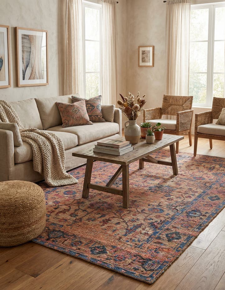 6' 1 x 9' Hand Woven Chenille Jute Rug