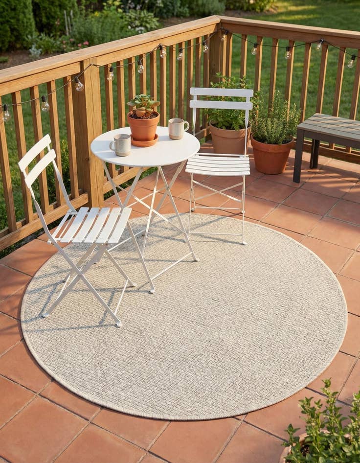 Detail image of  3' x 3'  Washable Solid Indoor / Outdoor Round Rug